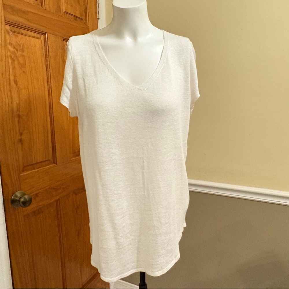 Eileen Fisher Organic Linen Soft White Short Sleeve Tee